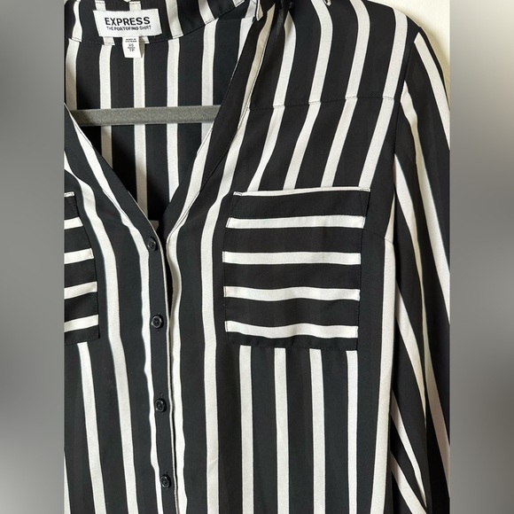 Express Black & White Striped Portofino Blouse Size XS - Picture 5 of 7